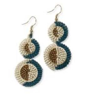 Ink and Alloy Kara Half Circles Seed Bead Earrings Teal